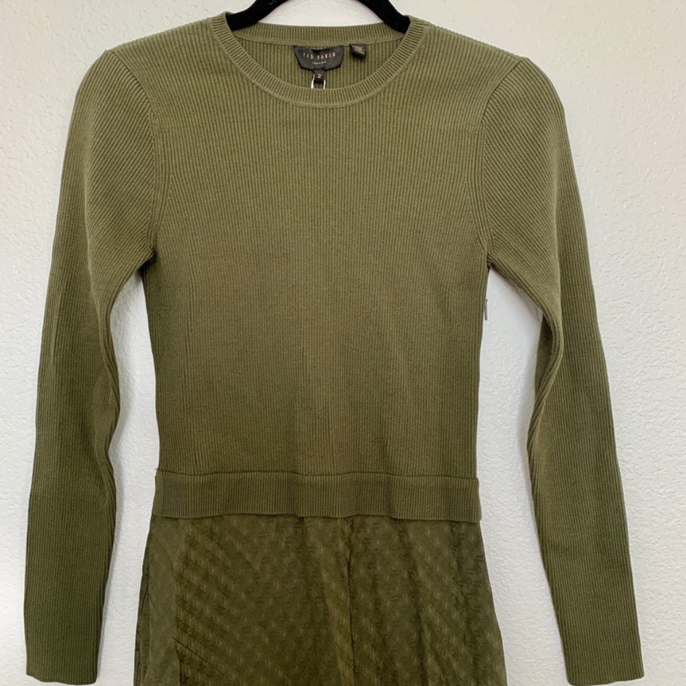 Ted Baker Olive Green Maxi Sleeve Dress